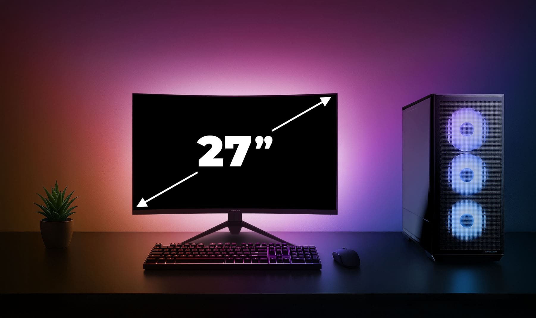 Monitor i lakuar gaming LC-Power LC-M27FC, 27", VA, i zi