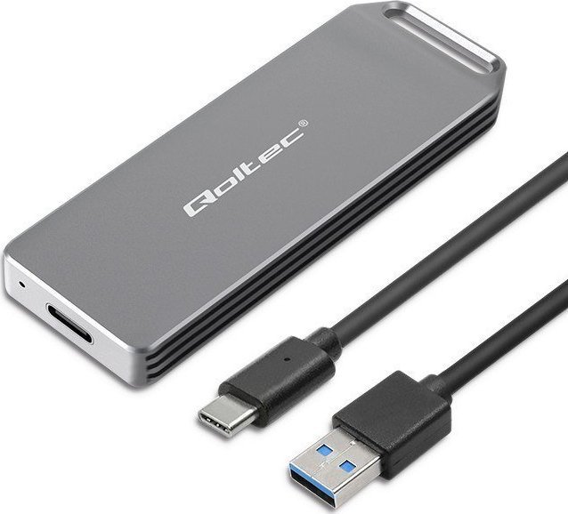 Kuti e jashtme Qoltec Mini për SSD M.2 NVMe, USB 3.1 10Gb/s, alumini, e zezë