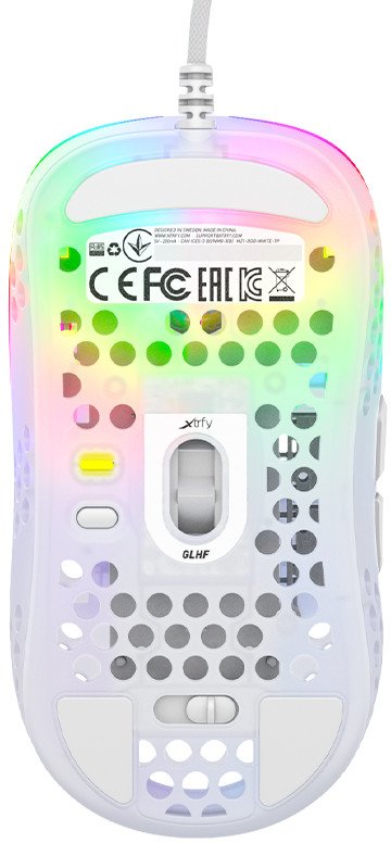 Maus gaming Xtrfy MZ1 ZYS Rail RGB, 400-16000 DPI, me kabllo, i bardhë