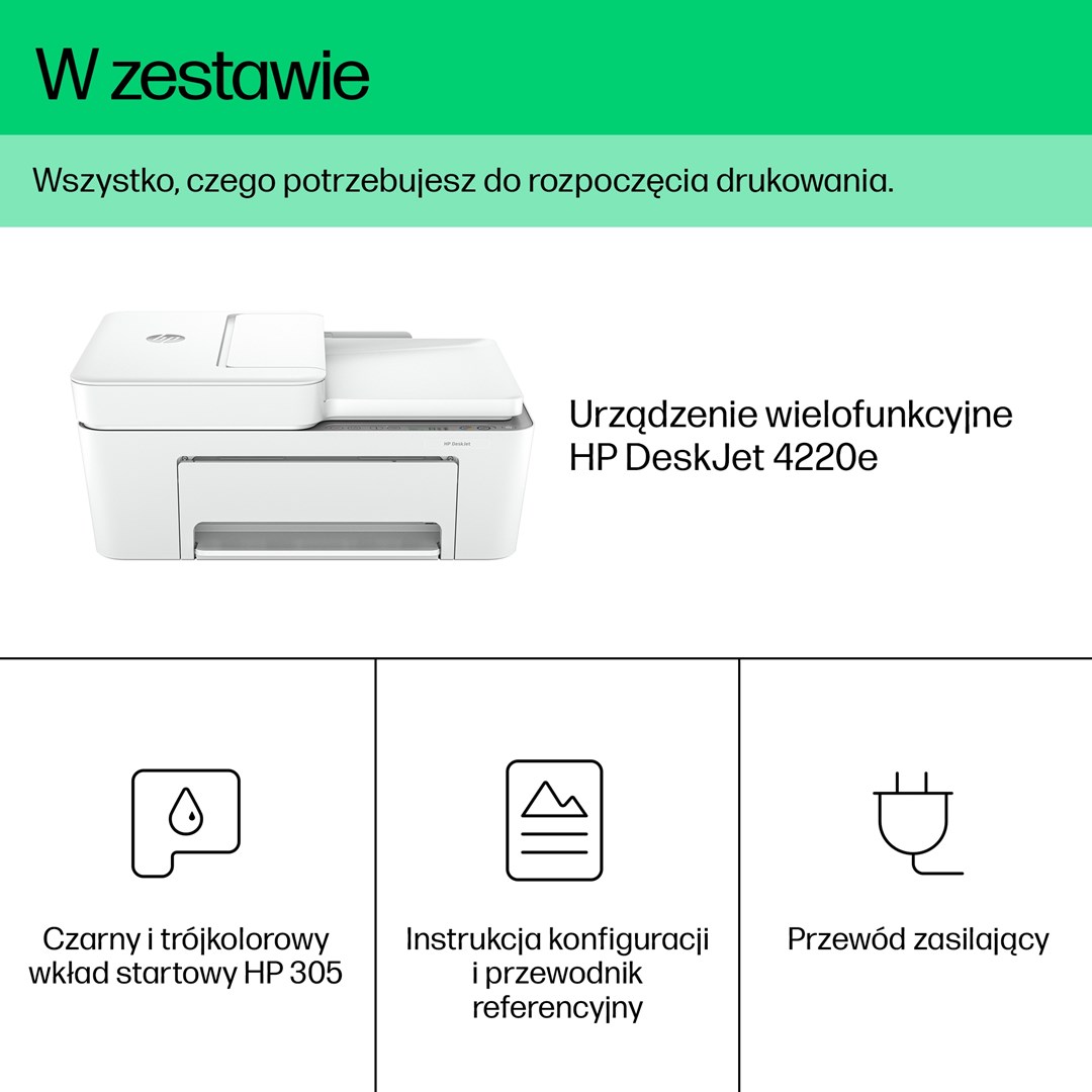 Printer multifunksional HP DeskJet 4220e, A4, Wi-Fi, i bardhë/i hirtë