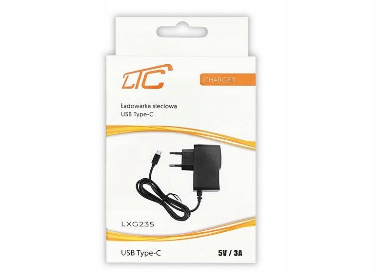 Полнач за струја LTC Fast Mains, USB C 5V 3A, кабел 1m, бел