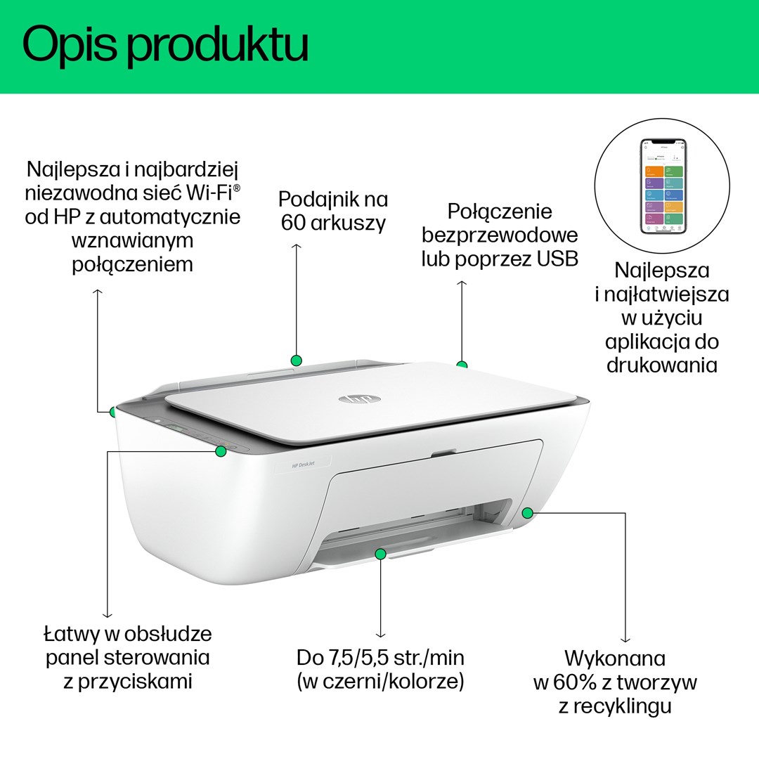 [OUTLET] Printer multifunksional HP DeskJet 2820e, Inkjet termal, i hirtë