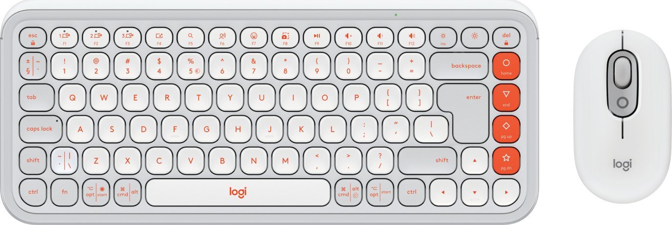Set tastiere dhe miu Logitech POP Icon, Bluetooth, shumëplatformësh, e bardhë dhe portokalli