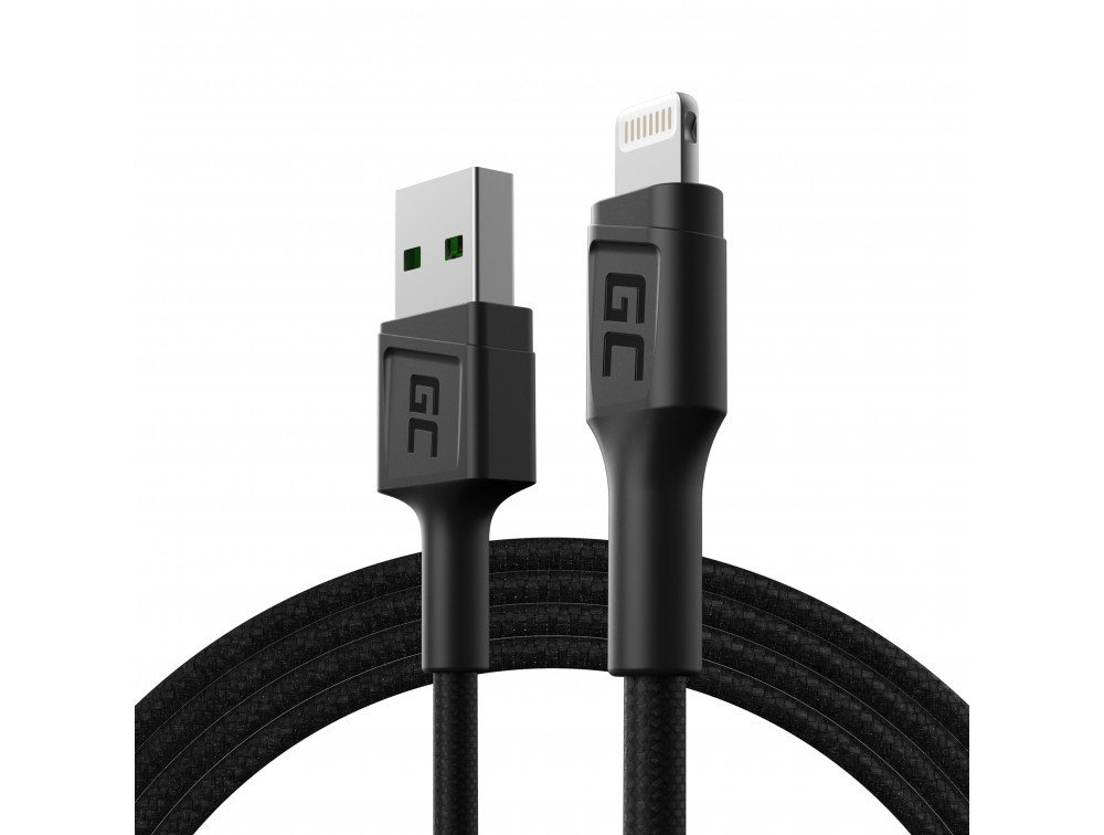 Kabllo Green Cell KABGC21, USB-A në Lightning, 120cm, e zezë