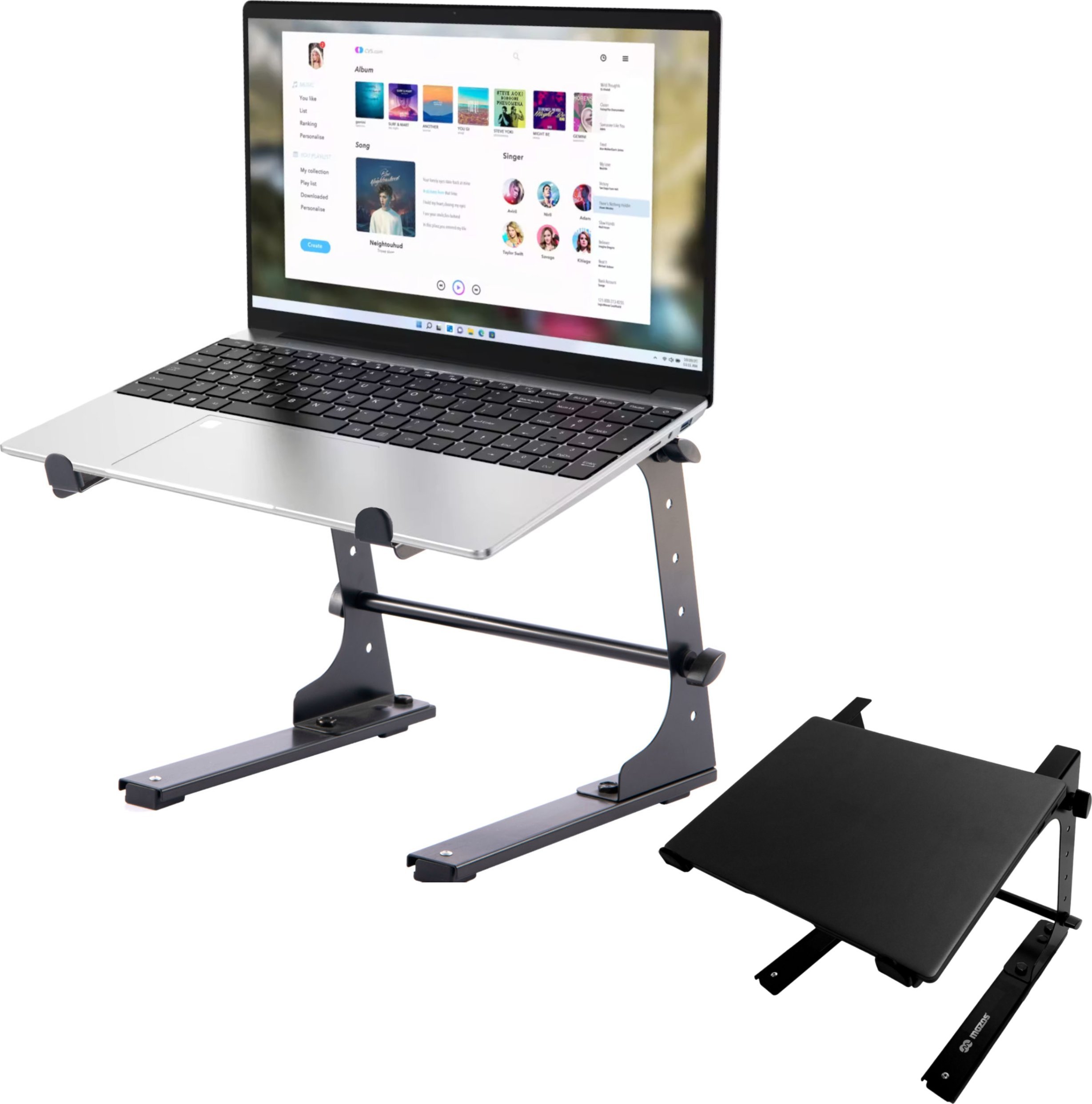 Држач за лаптоп Mozos LS7, челик и пластика, капацитет 6 kg, црна боја