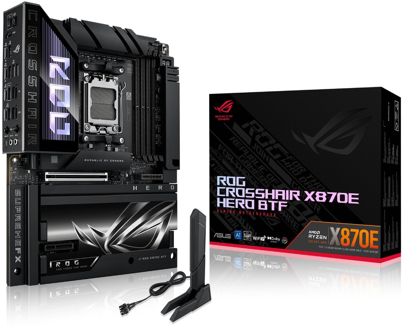 Pllakë amë ASUS ROG Crosshair X870E Hero BTF, AMD X870E, Socket AM5, ATX