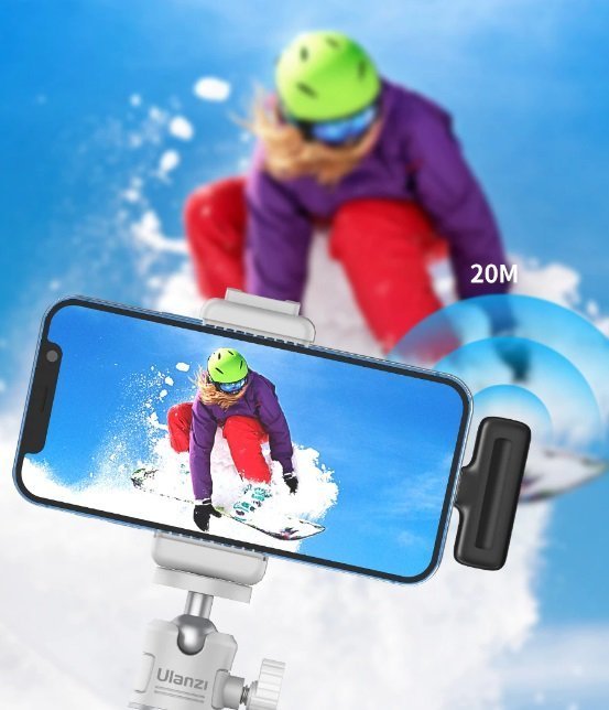 Mikrofon lavalier wireless Ulanzi J12, Lightning për iPhone, set me 2 mikrofonë, i zi