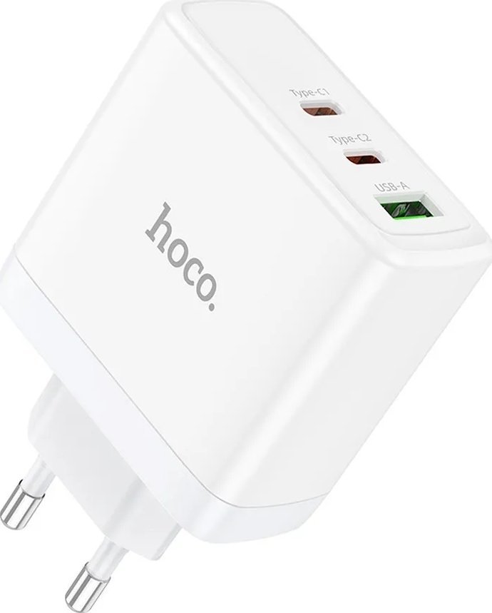 Полнач за ѕид Hoco N30, 65W GaN, 2x USB C 1x USB A PD QC, бел