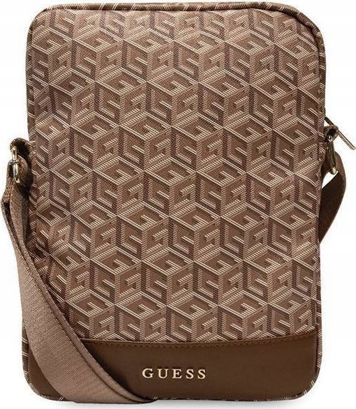 Çantë tablet Guess GCube Stripe 10", lëkurë sintetike, kafe