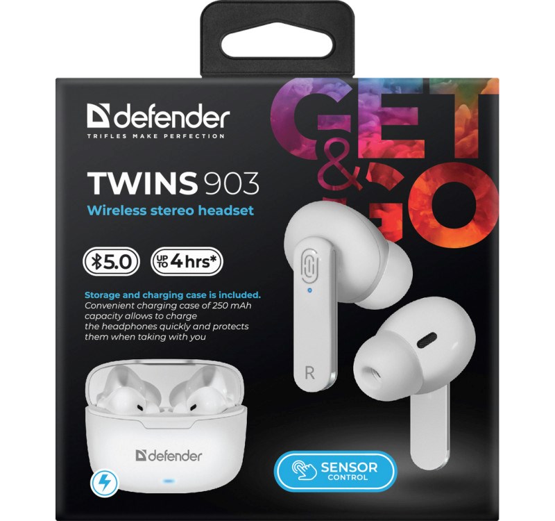 Dëgjuese Defender TWINS 903, Wireless, të bardha