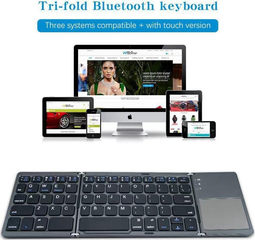 Bluetooth тастатура CoreParts MSPP8044, преклопна, пренослива, црна