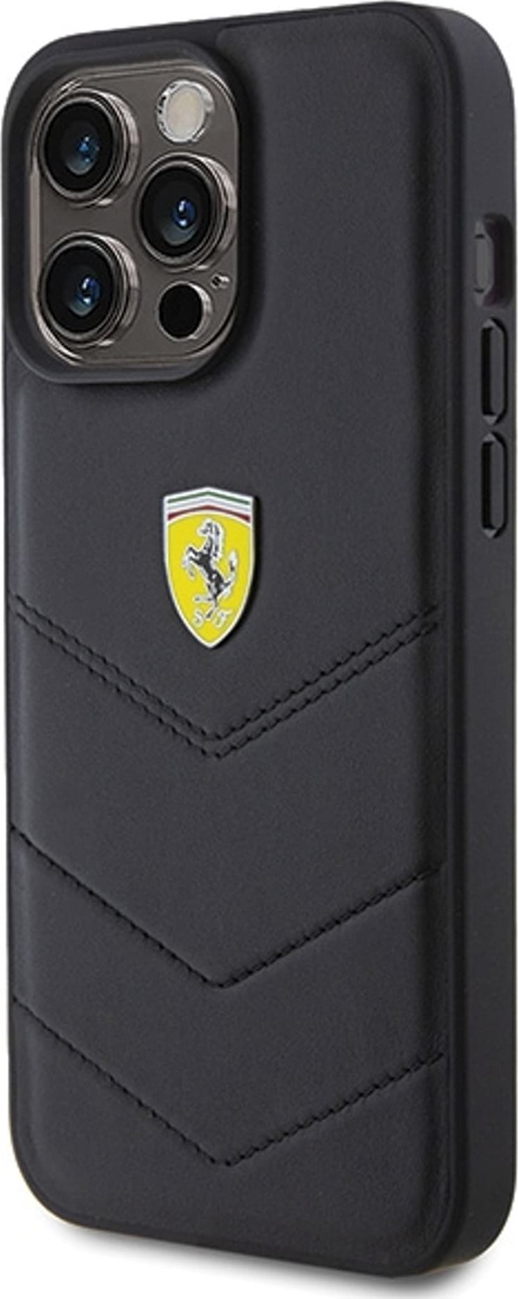 Mbulesë telefoni Ferrari Quilted Metal Logo, për iPhone 15 Pro Max 6.7", plastike, e zezë