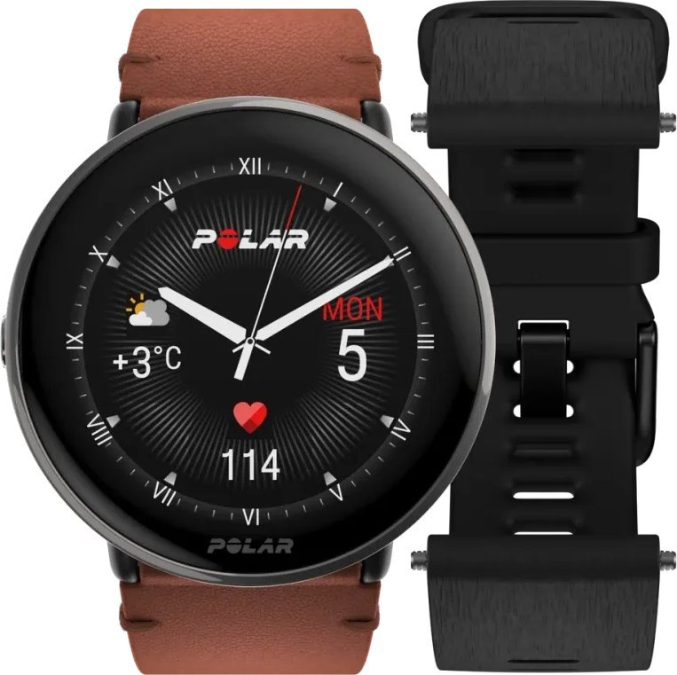 Ora sportive Polar Ignite 3 Titanium, GPS, ekran 1.28" AMOLED, kafe