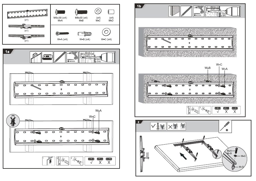 Mbajtëse muri për TV Maclean, 37-85", 40kg, e zezë