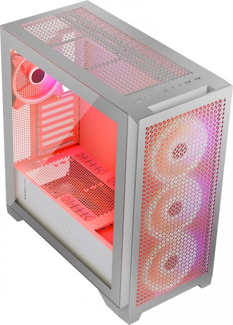 Kasë Modecom Volcano Expanse T Apex ARGB, e bardhë, Midi Tower