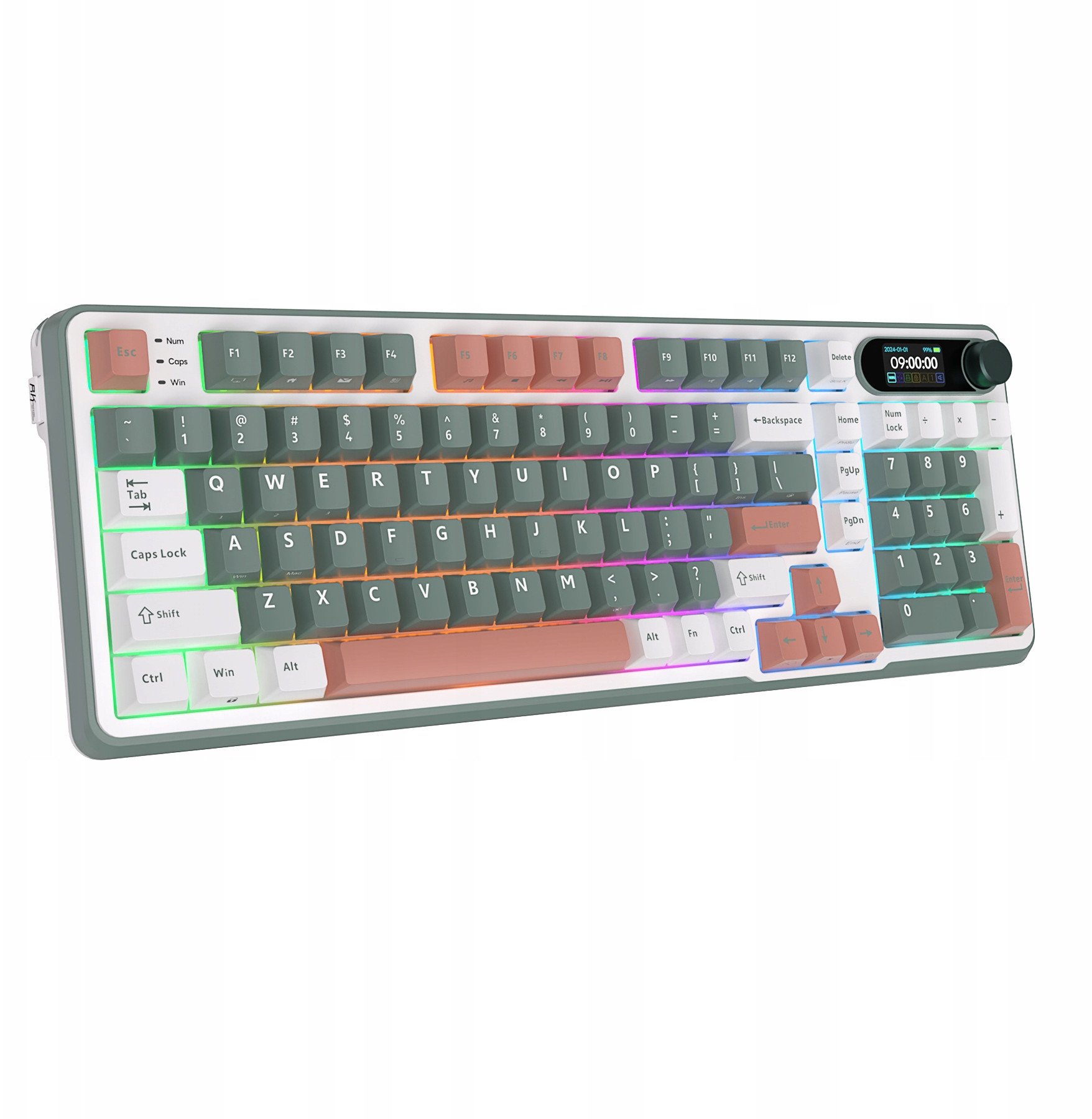 Tastierë mekanike RK ROYAL KLUDGE S98, 98 taste, ekran TFT, RGB, BT 5.0 2.4G USB C, e zezë