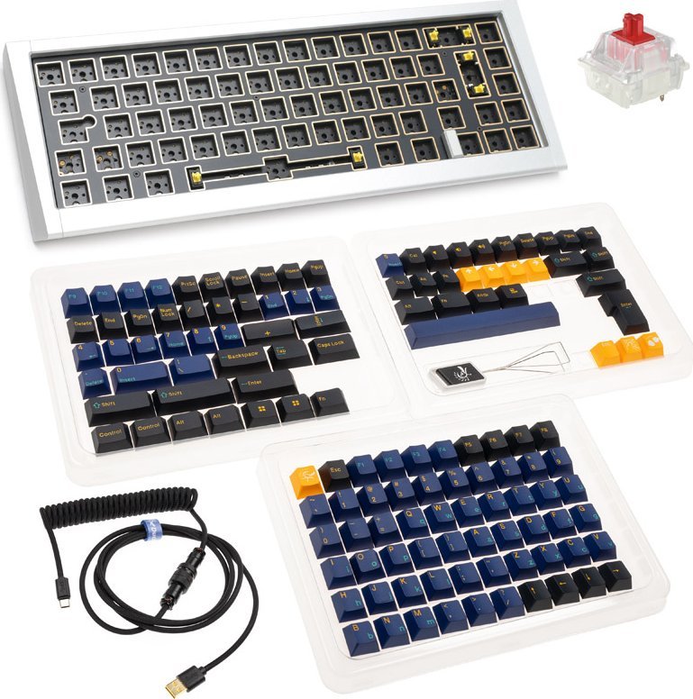 Tastierë mekanike barebone Ducky ProjectD Outlaw 65, 65%, ANSI, argjend