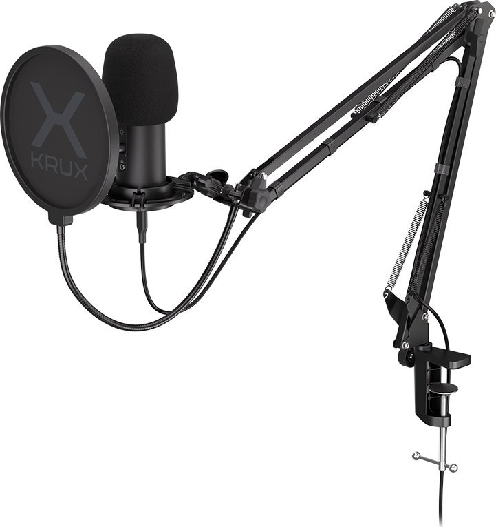 Mikrofon kondensator Krux Edis 3000 KRXC010, me krah, RGB, i zi