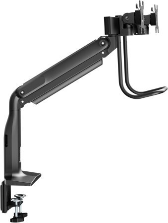 Mbajtëse monitorësh V7 Dual, për 2 monitorë deri 27", gas spring, e zezë