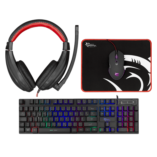 Set White Shark, tastierë + maus + kufje + mouse pad