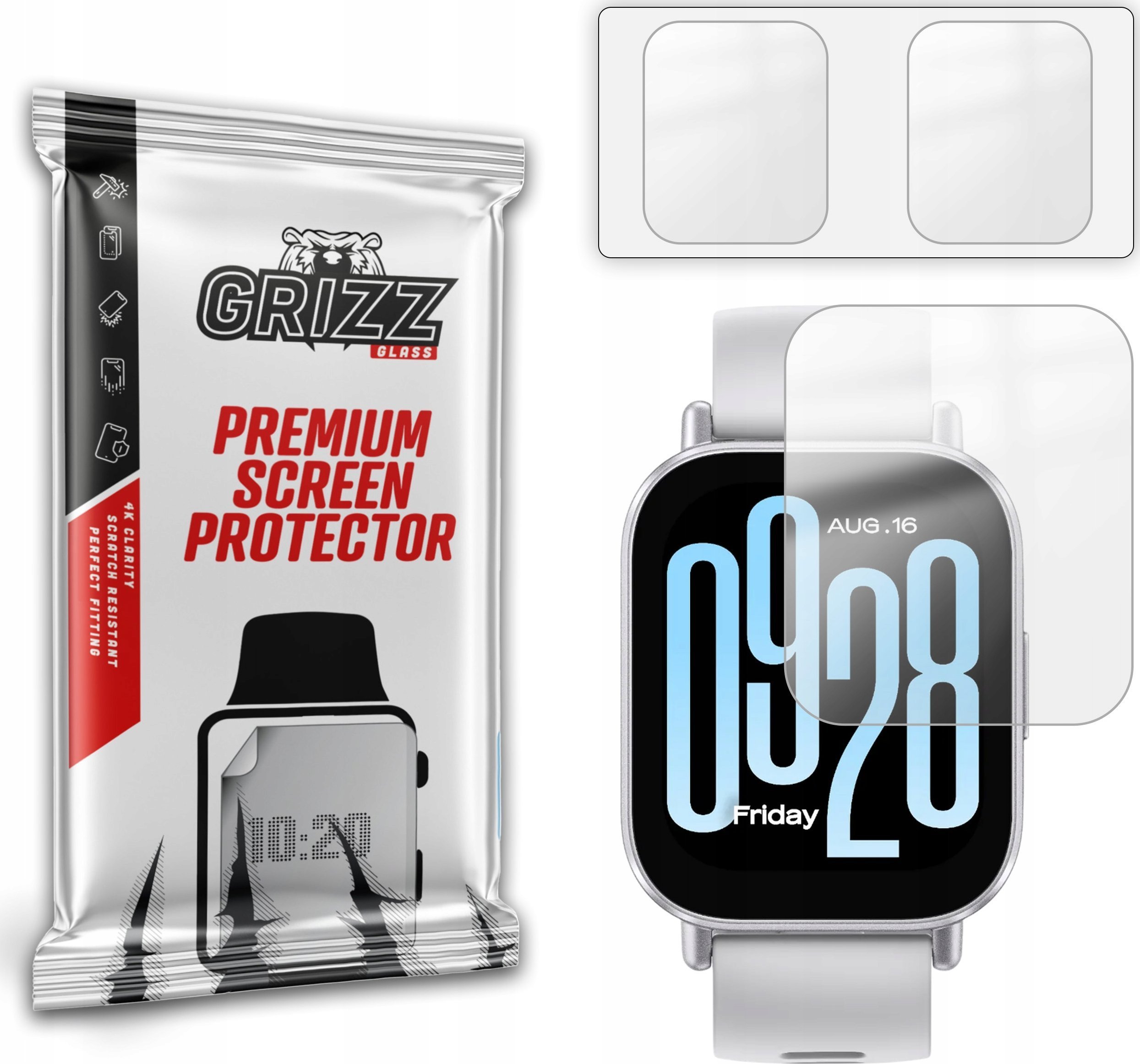 Mbrojtëse ekrani GrizzGlass PaperScreen për Xiaomi Redmi Watch 5 Active, mat, set 2 copë, transparente