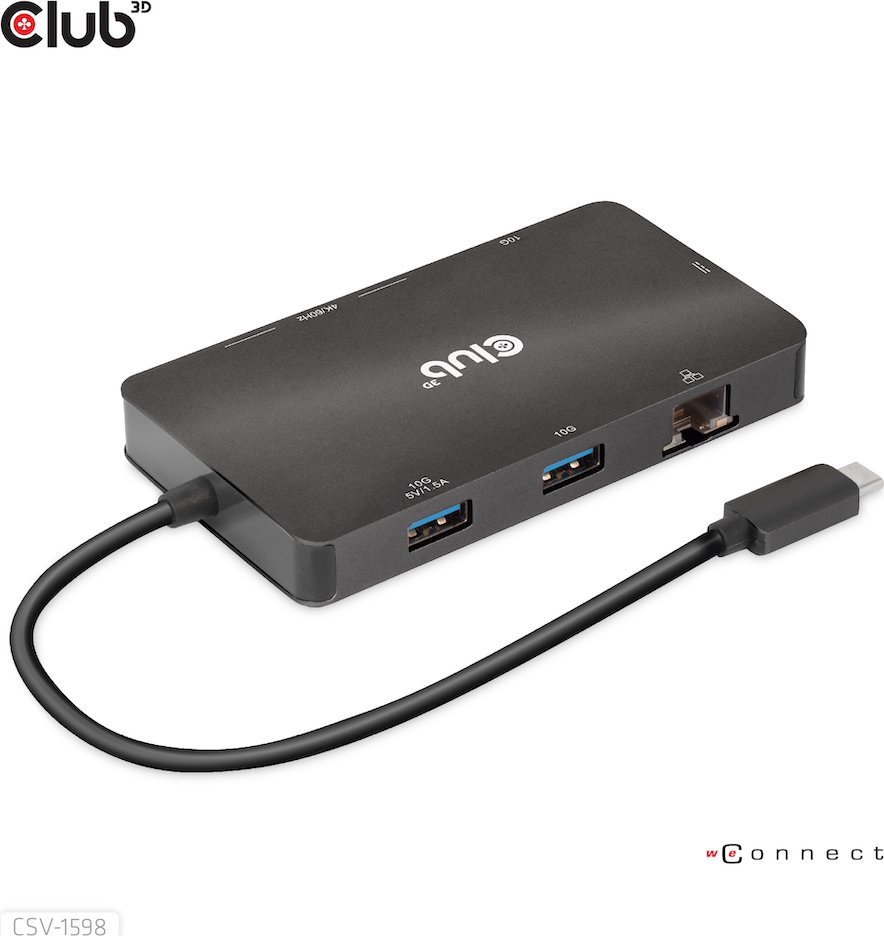 HUB USB Club 3D CSV-1598, 7 në 1, USB C 100W, i zi