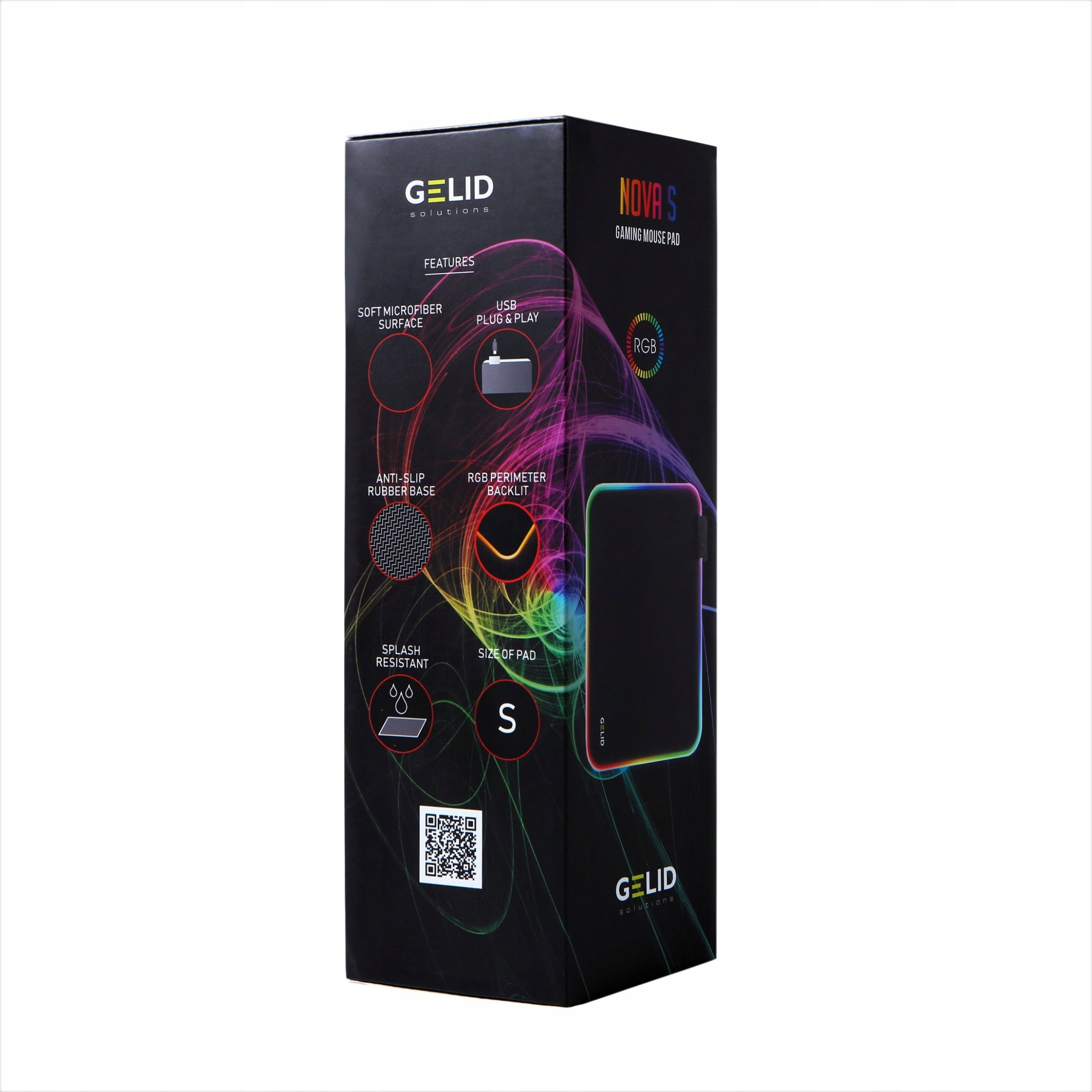 Mauspad gaming NOVA RGB, ndriçim RGB, bazë gome kundër rrëshqitjes, i zi