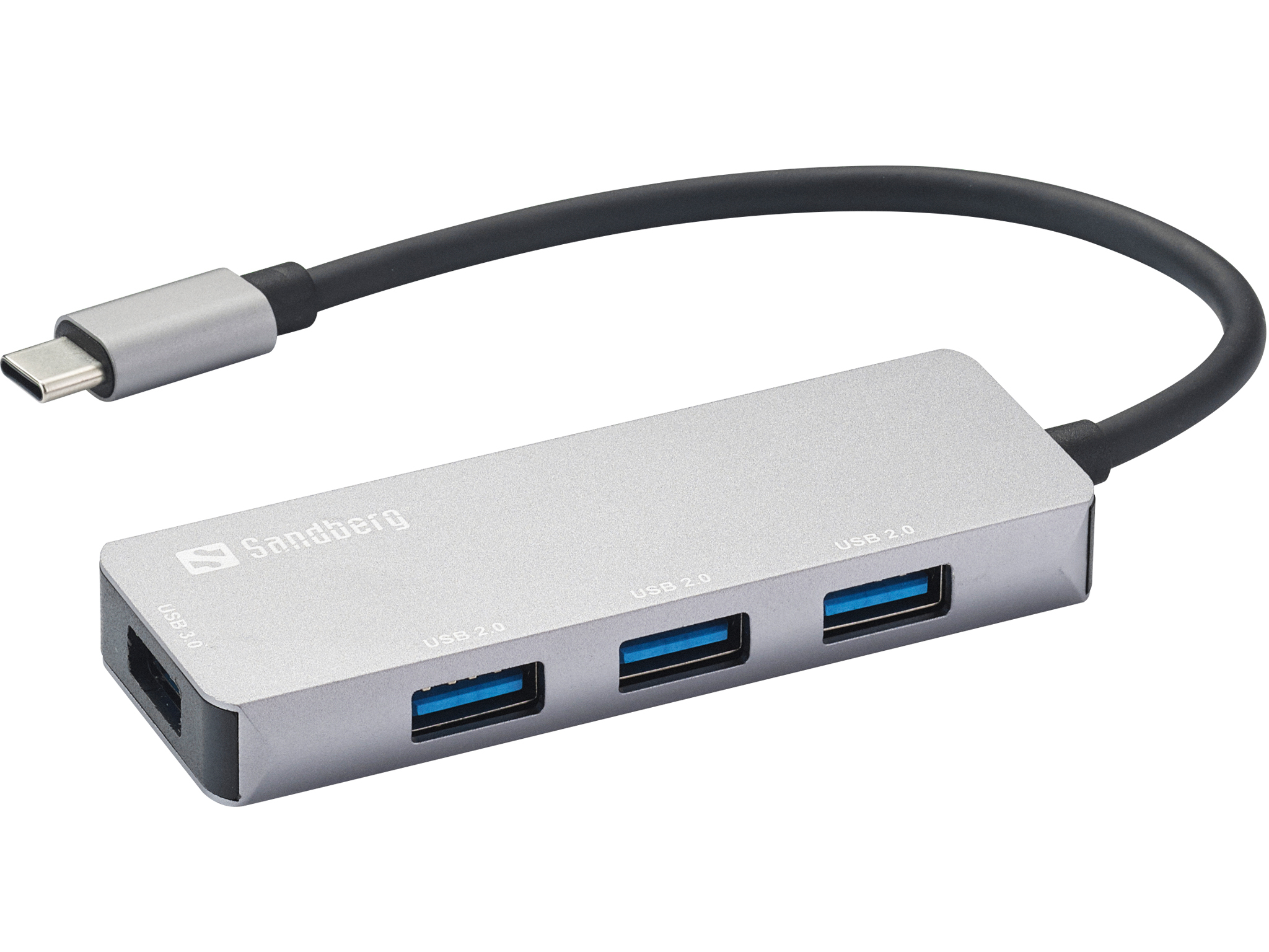 Hub USB Sandberg SAVER, USB C në 4x USB, 1x USB 3.0, gri