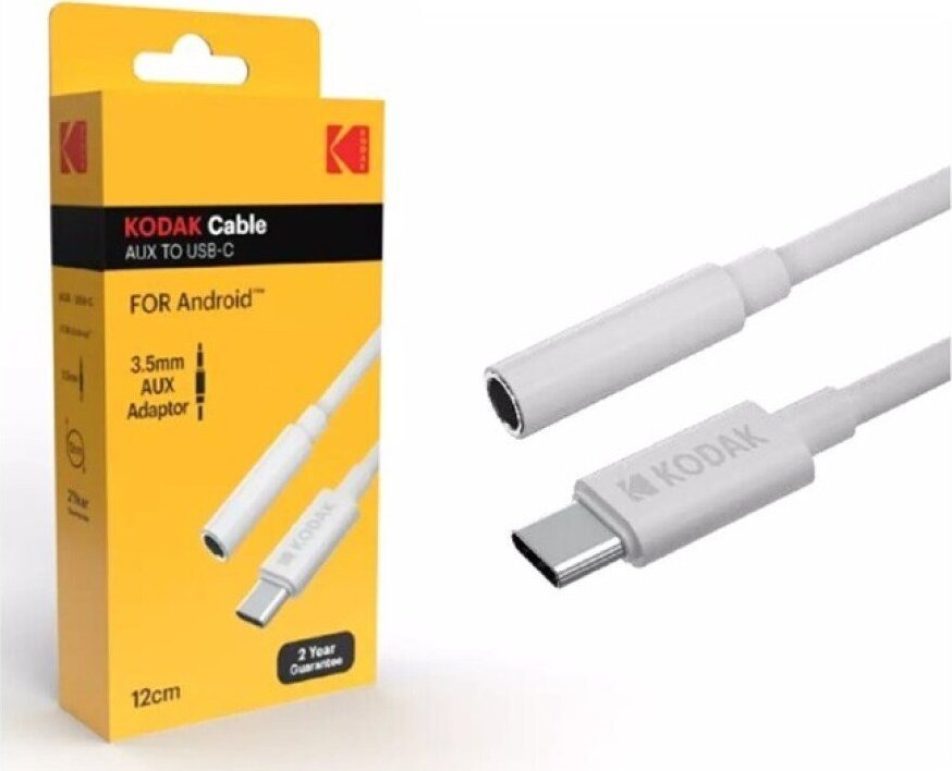 Adapter audio Kodak USB Type-C në 3.5mm, kabllo 11cm, argjendtë