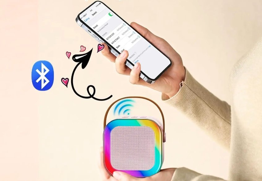 Set karaoke me altoparlant portativ, 2 mikrofona, me bateri, i zi