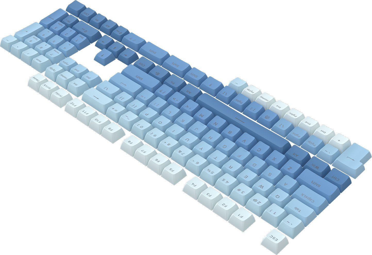 Keycaps Redragon A134, 104 taste, Doubleshot PBT, gradient blu