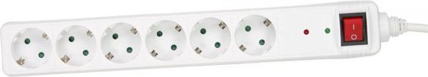 Kabllo vazhduese InLine, 6 priza, 1.5 m, të bardhë