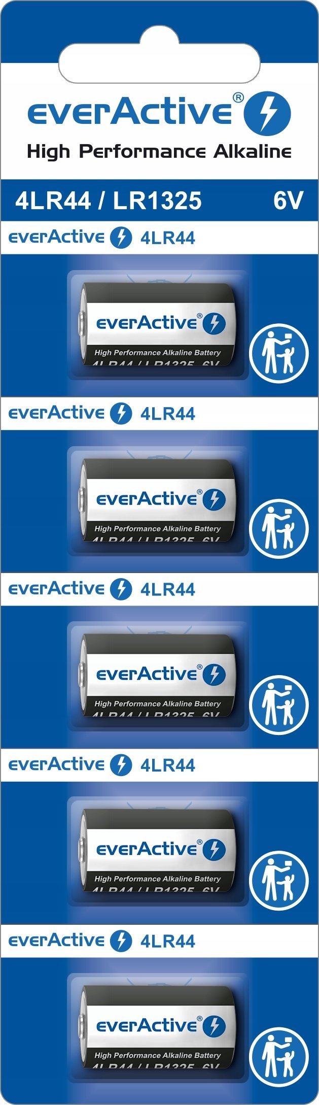 Bateri alkaline EverActive 4LR44 6V, High Performance, paketim 5 copë