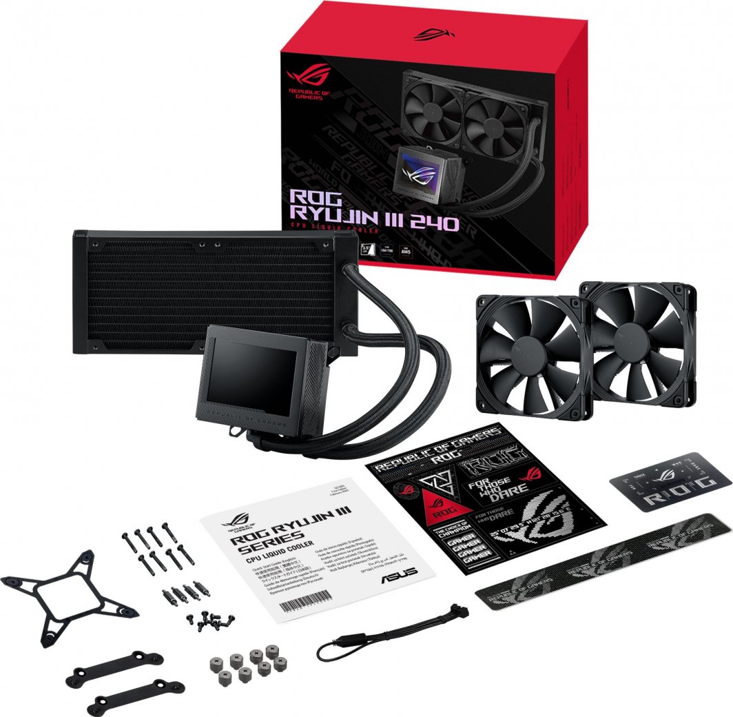 Ftohës me ujë Asus ROG Ryujin III 240 (90RC00K0-M0UAY0), 2000 rpm, 29.7dBa, 71.6CFM, 240mm, i zi