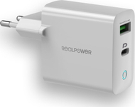 Karikues USB C RealPower PC-65, 65W, Power Delivery GaN, i bardhë