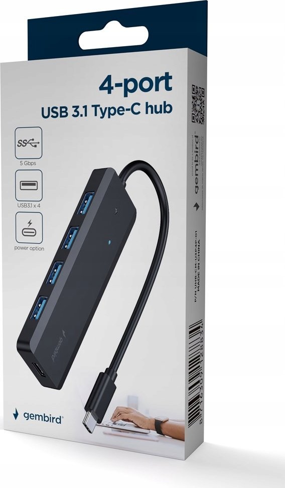 Shpërndarës USB Hub Gembird, i zi