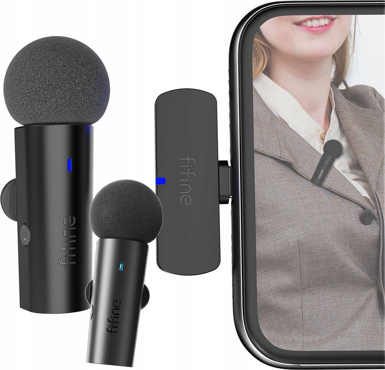 Mikrofon wireless Fifine M8, 2.4GHz, 2 mikrofona, për telefon dhe kamera