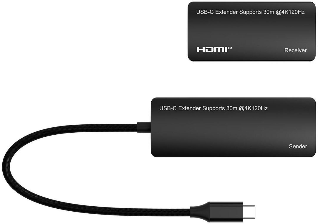 Adapter USB C në HDMI Microconnect Extender Via, video cilësi e lartë, dizajn kompakt, i zi