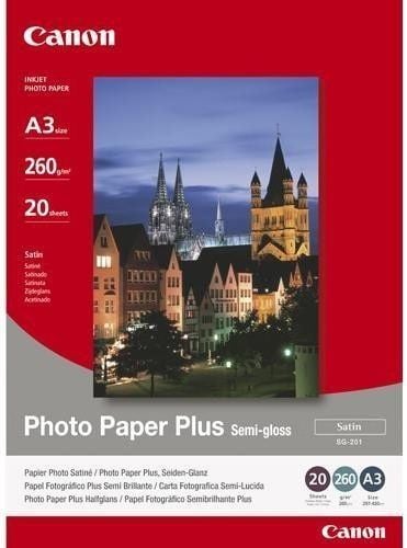 Letër fotografike Canon Photo Paper Plus SG-201, A3 Plus 329x423 mm, 260 g/m², 20 fletë, semi-gloss