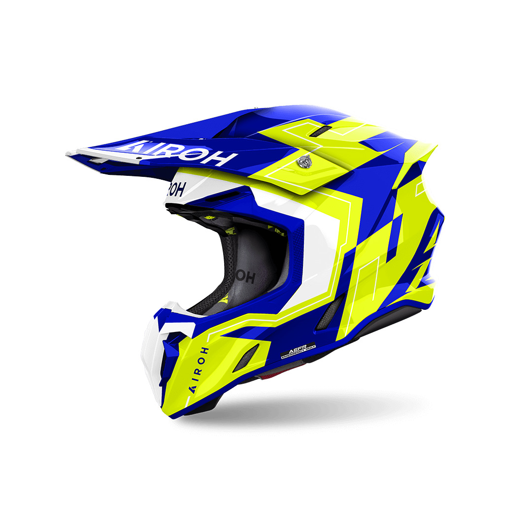 Helmetë motocross Airoh Twist 3 Dizzy, madhësia S, blu neon e bardhë