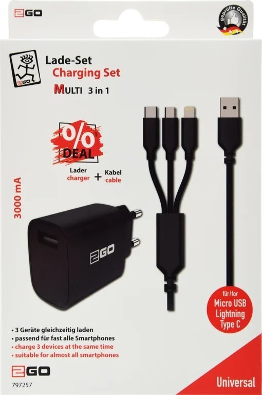 Полнач за телефон 2GO 797257, 1x USB, 5V, црн