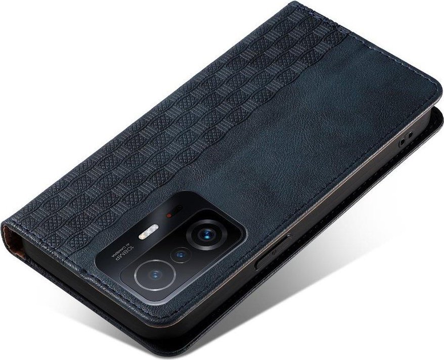 Këllëf portofol Hurtel Magnet Strap Case për Xiaomi Redmi Note 11 Pro, me mini varëse, blu