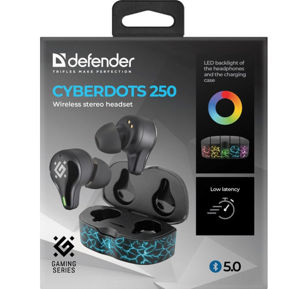 Kufje Defender Cyberdots 250 Bluetooth Gaming, të zeza
