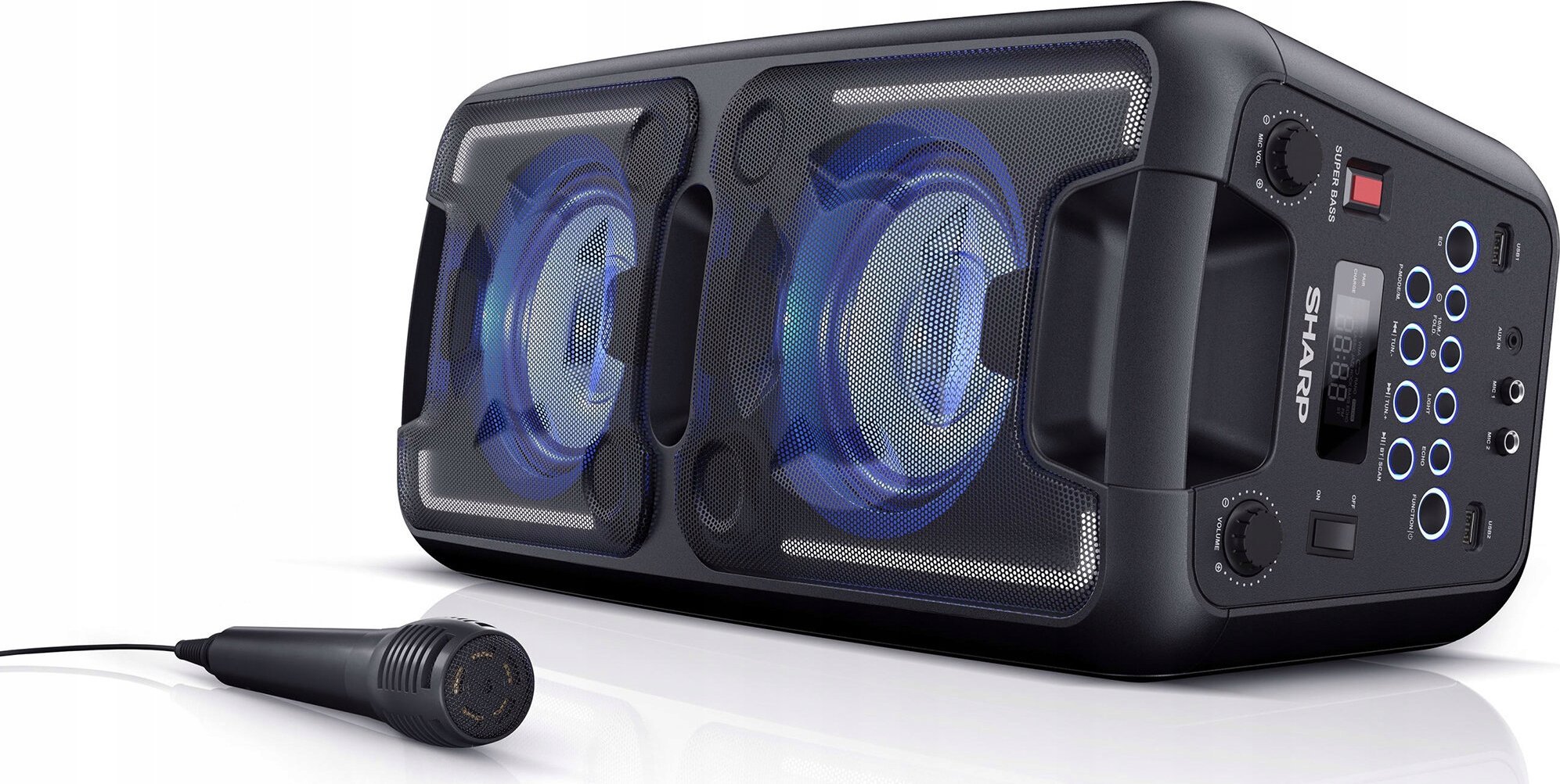 Kutizë zëri Sharp PS949, portative, me drita feste, e zezë