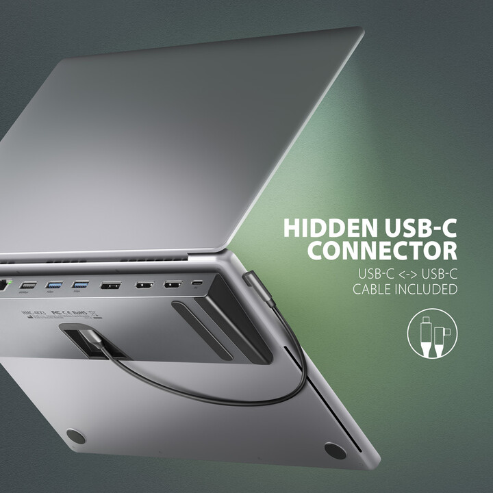 Docking Station AXAGON HMC-4KX3 USB-C 5GBPS TRIPLE 4K DISPLAY 11IN1, 40cm