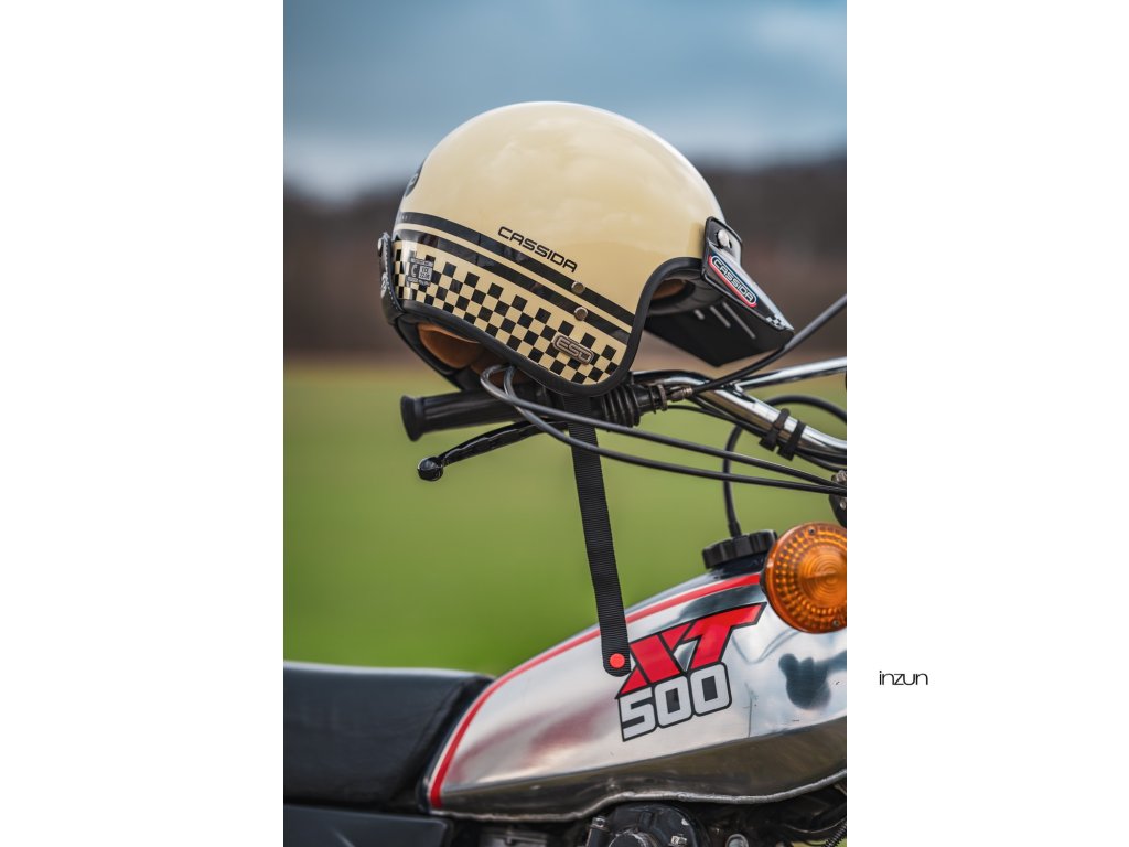 Helmë moto CASSIDA ESO Forty Nine 2026, fiberglass, retro, krem e zezë