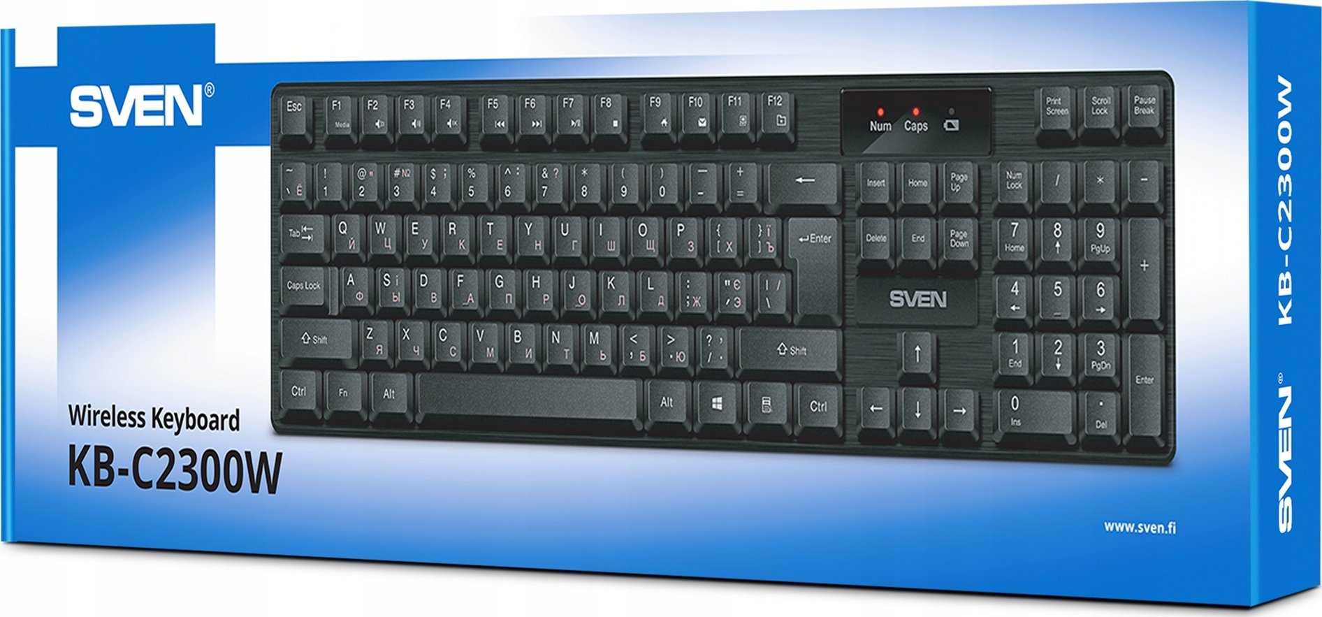 Безжична тастатура СВЕН KB-C2300W, 2.4 GHz, 104 копчиња, црна