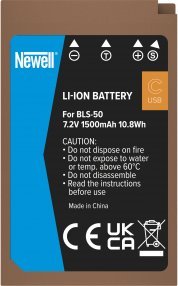 Bateri për aparat fotografik Newell BLS-50, USB-C, për Olympus
