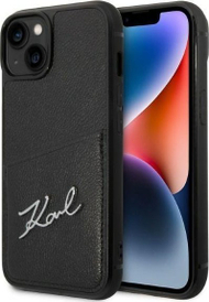 Futrollë Karl Lagerfeld KLHCP14MCSSK për iPhone 14 Plus, hardcase me xhep kartelash, e zezë