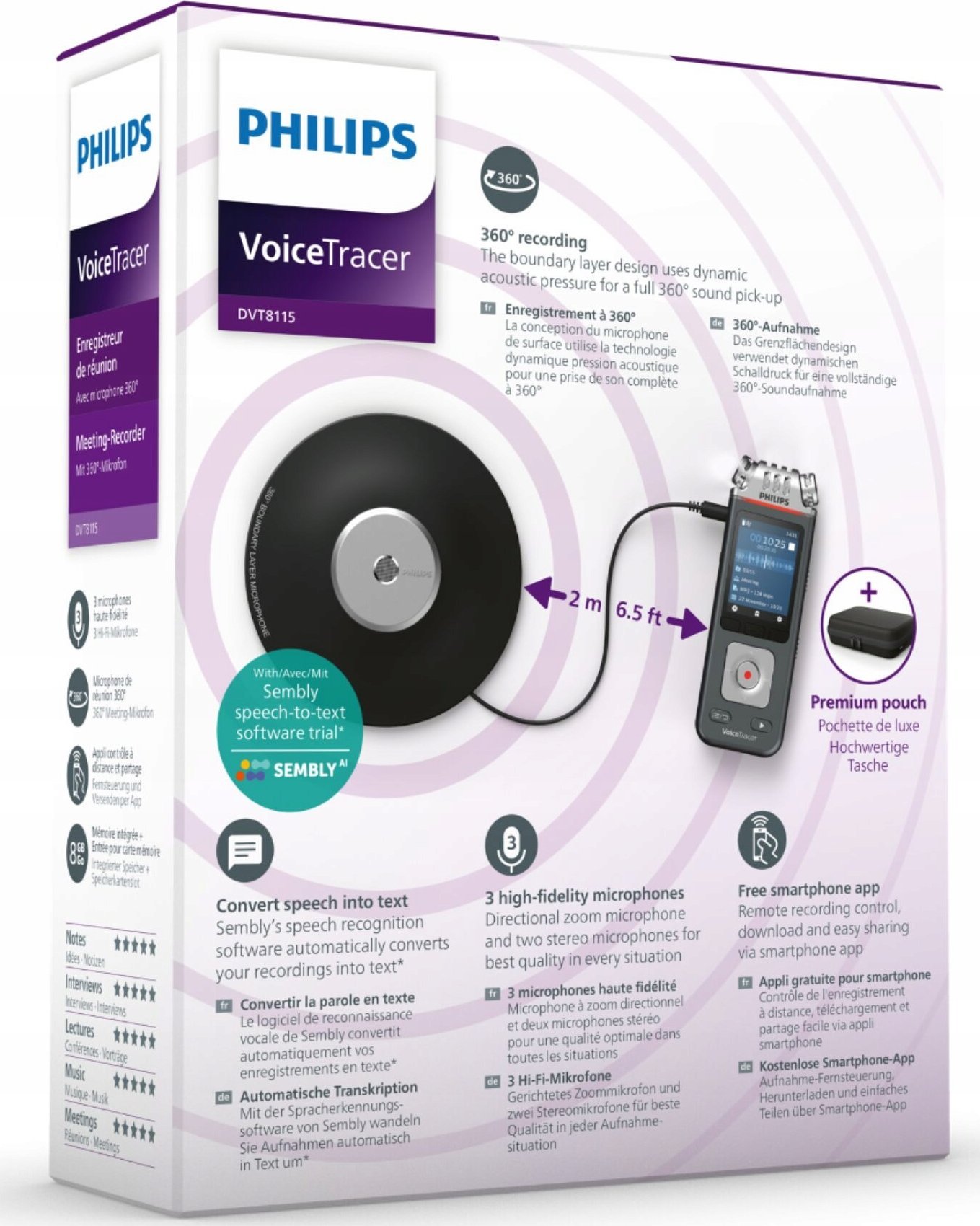Incizues digjital Philips DVT8115, 8GB, mikrofon 360°, i zi